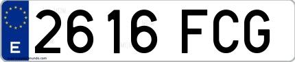 Ejemplo de matrícula española 2616 FCG