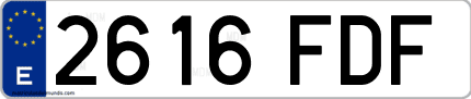 Ejemplo de matrícula de coche ordinaria 2616 FDF
