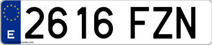 Ejemplo de matrícula de coche ordinaria 2616 FZN