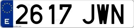 Ejemplo de matrícula española 2617 JWN