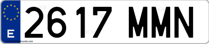 Ejemplo de matrícula de coche ordinaria 2617 MMN