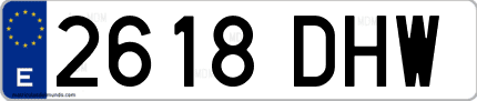 Ejemplo de matrícula de coche ordinaria 2618 DHW