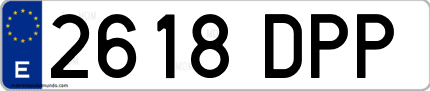 Ejemplo de matrícula de coche ordinaria 2618 DPP