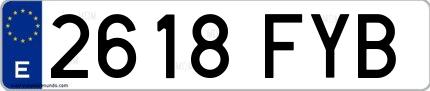 Ejemplo de matrícula española 2618 FYB