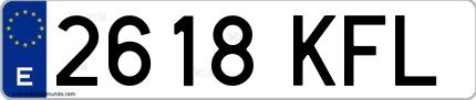 Ejemplo de matrícula española 2618 KFL