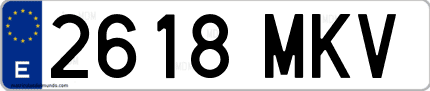Ejemplo de matrícula de coche ordinaria 2618 MKV