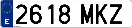 Ejemplo de matrícula española 2618 MKZ