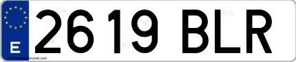 Ejemplo de matrícula española 2619 BLR
