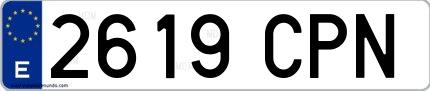 Ejemplo de matrícula española 2619 CPN