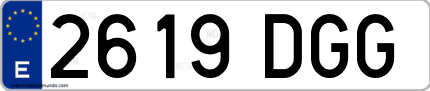 Ejemplo de matrícula de coche ordinaria 2619 DGG
