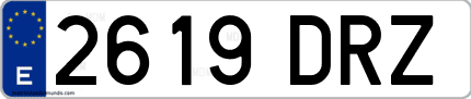 Ejemplo de matrícula de coche ordinaria 2619 DRZ