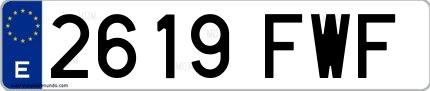 Ejemplo de matrícula española 2619 FWF