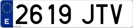 Ejemplo de matrícula de coche ordinaria 2619 JTV