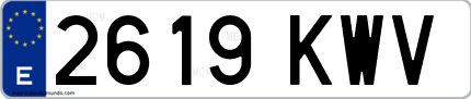 Ejemplo de matrícula de coche ordinaria 2619 KWV