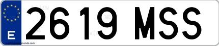 Ejemplo de matrícula española 2619 MSS