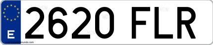 Ejemplo de matrícula española 2620 FLR