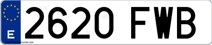 Ejemplo de matrícula de coche ordinaria 2620 FWB