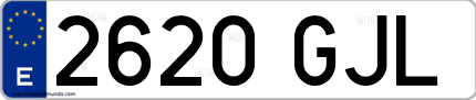 Ejemplo de matrícula de coche ordinaria 2620 GJL