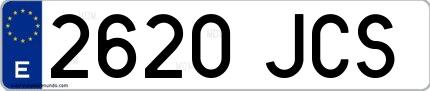 Ejemplo de matrícula española 2620 JCS