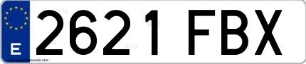 Ejemplo de matrícula española 2621 FBX