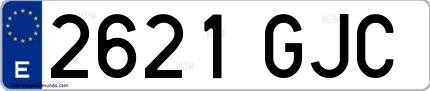 Ejemplo de matrícula española 2621 GJC