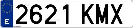 Ejemplo de matrícula española 2621 KMX