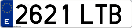 Ejemplo de matrícula de coche ordinaria 2621 LTB