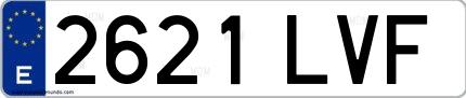 Ejemplo de matrícula española 2621 LVF