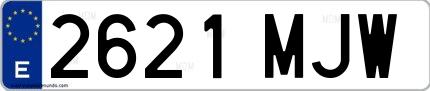 Ejemplo de matrícula española 2621 MJW