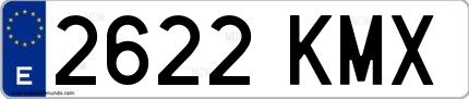 Ejemplo de matrícula española 2622 KMX