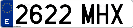 Ejemplo de matrícula de coche ordinaria 2622 MHX