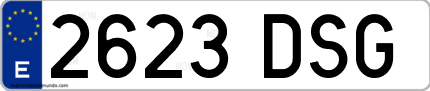 Ejemplo de matrícula de coche ordinaria 2623 DSG
