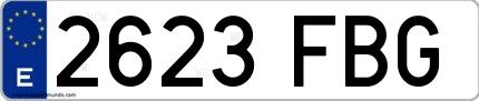 Ejemplo de matrícula española 2623 FBG