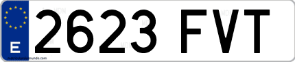 Ejemplo de matrícula de coche ordinaria 2623 FVT
