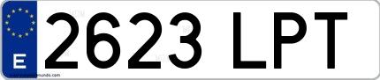 Ejemplo de matrícula española 2623 LPT