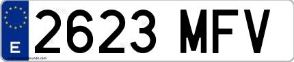 Ejemplo de matrícula española 2623 MFV