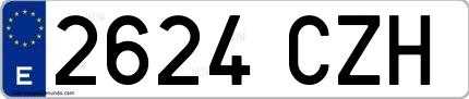 Ejemplo de matrícula de coche ordinaria 2624 CZH