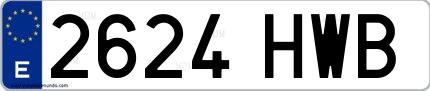 Ejemplo de matrícula española 2624 HWB