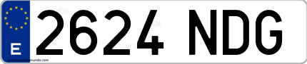 Ejemplo de matrícula de coche ordinaria 2624 NDG