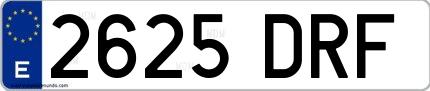 Ejemplo de matrícula española 2625 DRF