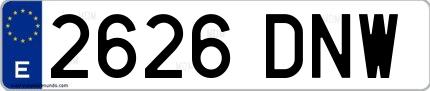Ejemplo de matrícula española 2626 DNW
