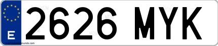 Ejemplo de matrícula española 2626 MYK
