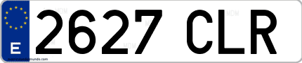 Ejemplo de matrícula de coche ordinaria 2627 CLR