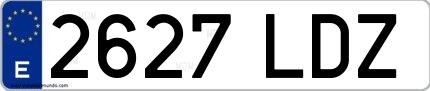 Ejemplo de matrícula española 2627 LDZ