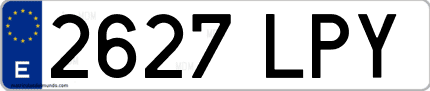 Ejemplo de matrícula de coche ordinaria 2627 LPY