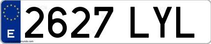 Ejemplo de matrícula española 2627 LYL