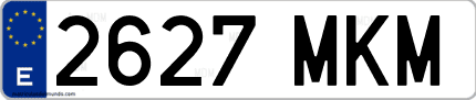 Ejemplo de matrícula de coche ordinaria 2627 MKM