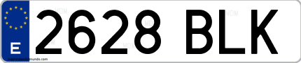 Ejemplo de matrícula de coche ordinaria 2628 BLK