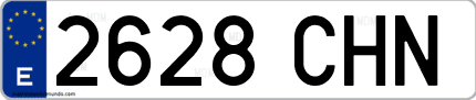Ejemplo de matrícula de coche ordinaria 2628 CHN