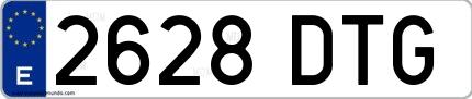 Ejemplo de matrícula española 2628 DTG